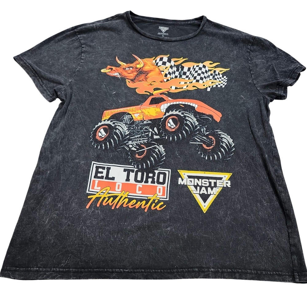 Monster Jam El Toro Loco Graphic T-Shirt XL Charcoal Gray Acid Wash 2023